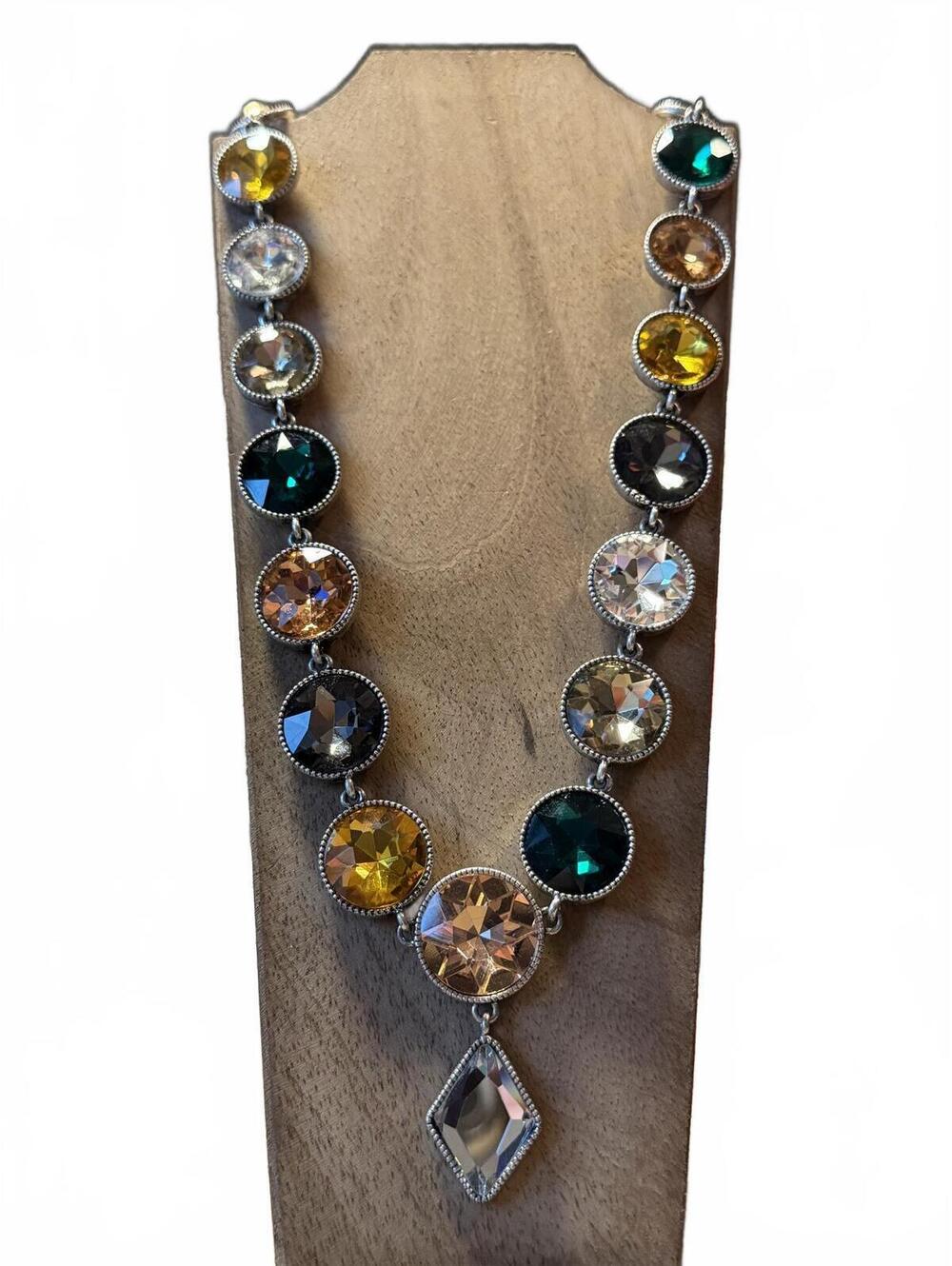 Logo Multi-Color Crystal Statement Necklace